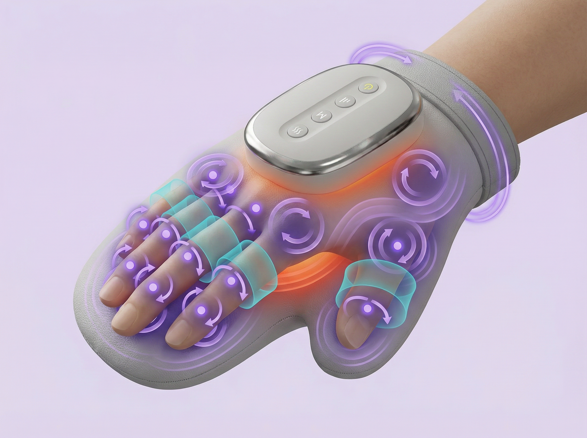 Nuvra massage working the fingers and palm